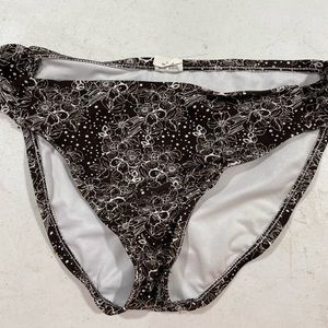 Brown/white floral bikini bottoms